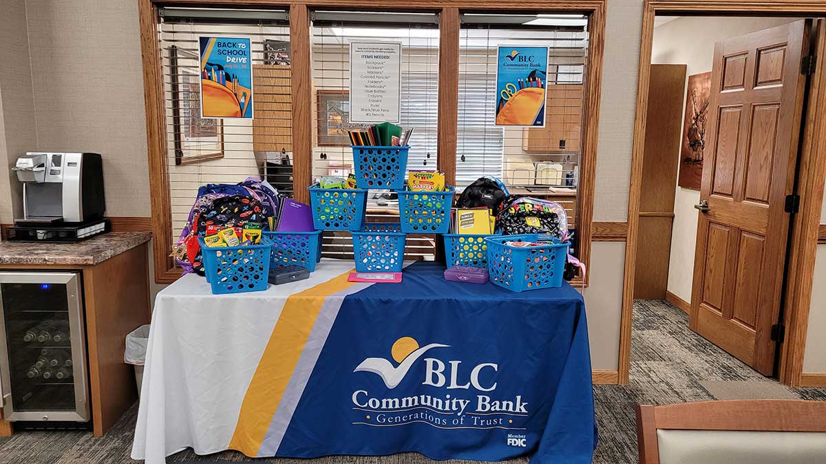 Donations made by BLC employees and our customers for our local Back to School Drive.